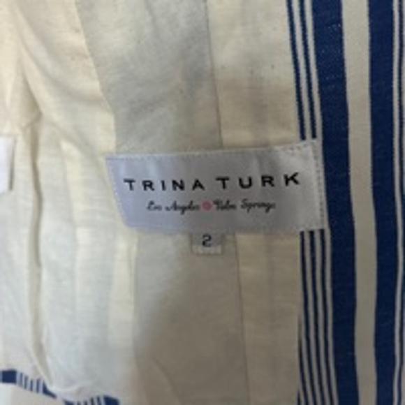 Women's Trina Turk Blue & White Striped Blazer Size 2 - Picture 4 of 7